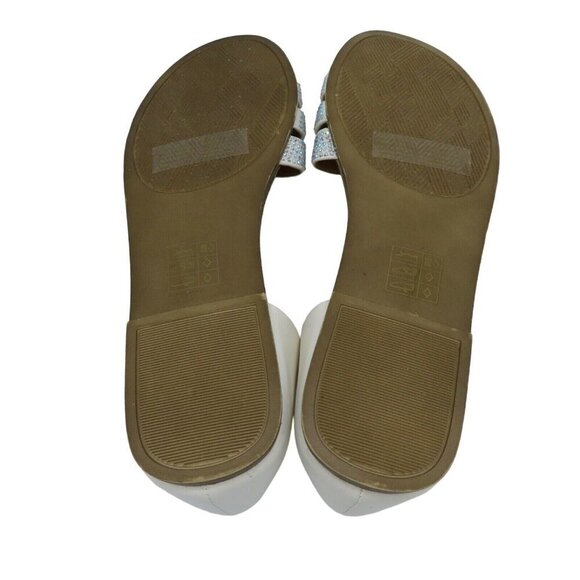 Guess Womens 8 ELIZE Iridescent Rainbow Rhinestone Flat Sandals Faux Leather - Picture 8 of 8